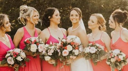 Tangerine and Pinks  bridal bouquet
