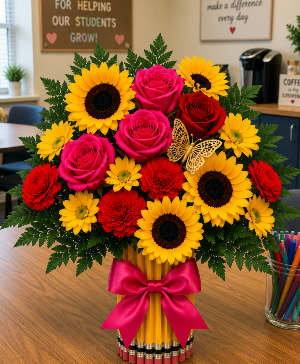 Teacher's Sunshine Surprise Call Us for Faster Service & Daily Specials: (915) 303-8500 Text Us to Order Anytime: (915) 505-3708 Your trusted source for Flowers & Delivery in El Paso TX 