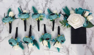 Teal Boutonnieres Silk Arrangement