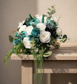 Teal Bridal Bouquet Silk Bouquets