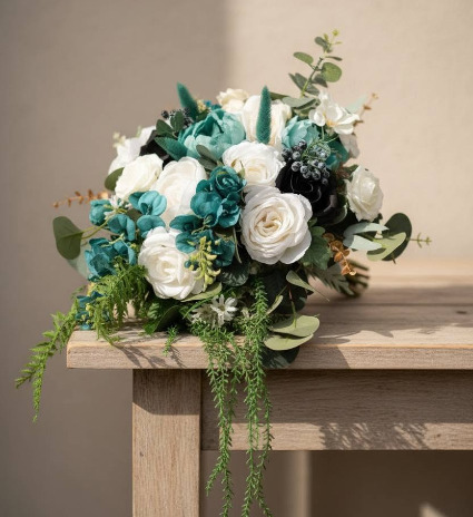 Teal Bridal Bouquet Silk Bouquets