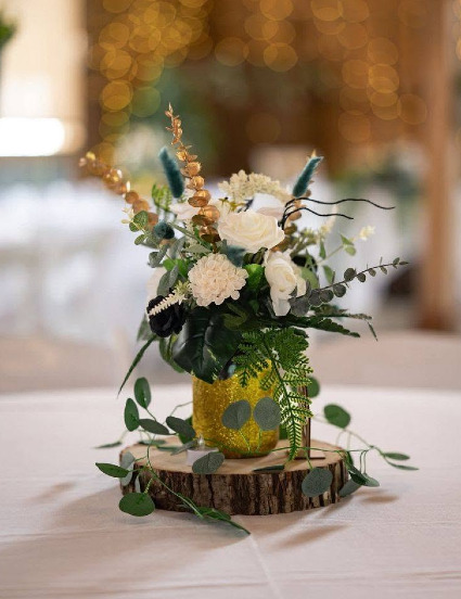 Teal Centerpiece In Mason Jar Silk Arrangement