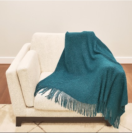 Teal Knit Textured Blanket 