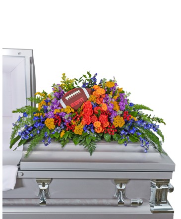 Tears in Heaven Personalized Casket Spray Sympathy Arrangement in Nevada, IA | Flower Bed