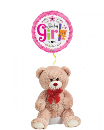 Teddy Bear for Baby Girl with Mylar 