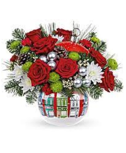 Teleflora snowy vintage ornament centerpiece keepsake