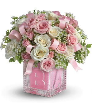 Teleflora's Baby Girl Block Arrangement  