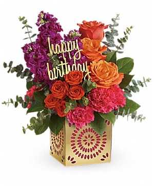 Teleflora's Birthday Sparkle Bouquet Fresh Arrangement in a Teleflora Keepsake