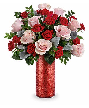 Teleflora's Boldly Beautiful Bouquet Valentines Vase Arrangement
