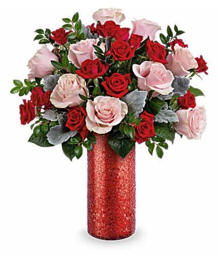 Teleflora's Boldly Beautiful Bouquet Valentines Vase Arrangement
