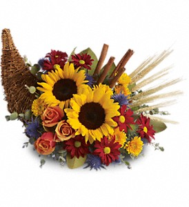 Teleflora's Classic Cornucopia Fresh Arrangement in a Wicker Cornucopia  Basket in Auburndale, FL | The House of Flowers