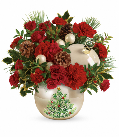 Teleflora's Classic Pearl Ornament Bouquet Christmas Arrangement