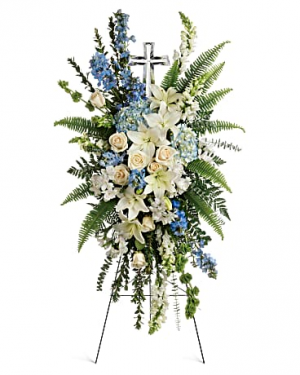 Teleflora's Eternal Grace Spray With 10" Crystal Cross Keepsake