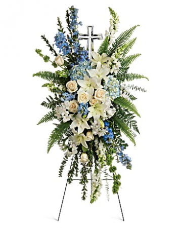 Teleflora's Eternal Grace Spray With 10" Crystal Cross Keepsake