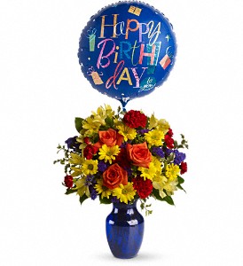 Teleflora's Fly Away Birthday Bouquet Vased Arrangement in Auburndale, FL | The House of Flowers