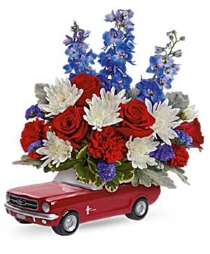 Teleflora's Ford Mustang Blossom Bouquet Fresh Arrangement with a Teleflora Keepsake