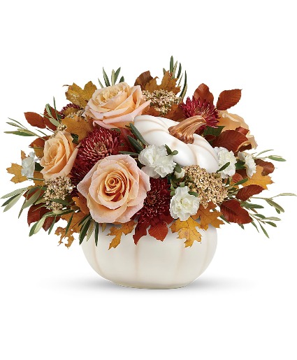 Teleflora's Harvest Charm Pumpkin Flower Arrangement
