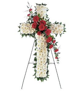 Teleflora's Hope and Honor Cross Fresh standing spray sympathy