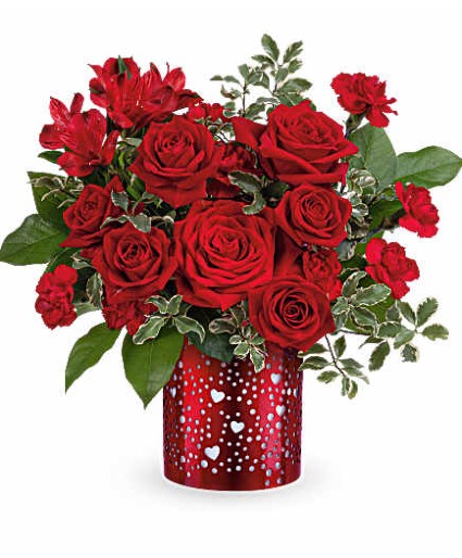 Teleflora's I Heart You Bouquet Valentines Vase Arrangement