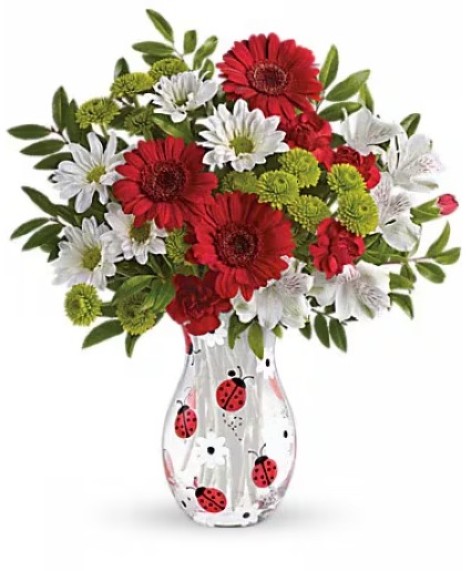 Teleflora's Lovely Ladybug Bouquet Fresh Arrangement in a Teleflora Keepsake