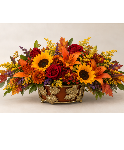 Teleflora's Maple Leaf Bowl Arrangement Fresh arrangement in a Reusable Oven Safe Bowl