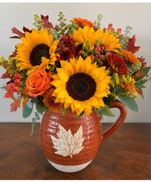 Teleflora's Maple Leaf Pitcher Arrangement Fresh arrangement in a Teleflora Keepsake