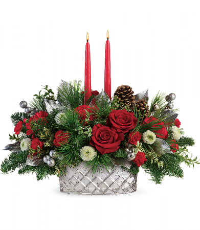 Teleflora's Merry Mercury Centerpiece Christmas Arrangement