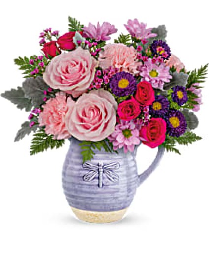 Teleflora's Playful Pitcher Bouquet Fresh Arrangement with a Teleflora Keepsake