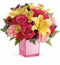 Teleflora's Pop Of Fun Fresh Flowers in a Keepsake Cube