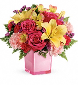 Teleflora's Pop Of Fun Fresh Flowers in a Keepsake Cube