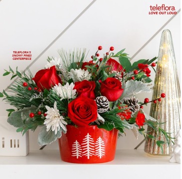 Teleflora's Snowy Pines Centerpiece  in Tyndall, SD | Lady in Red Floral & Gifts