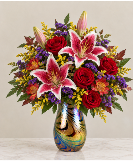 Teleflora's Swirl Vase Fresh arrangement in Teleflora Keepsake