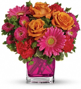Teleflora's Turn Up The Pink Cubed Arrangement