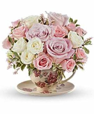 Teleflora's Victorian Tea Cup Arrangement Fresh Arrangement with a Teleflora Keepsake