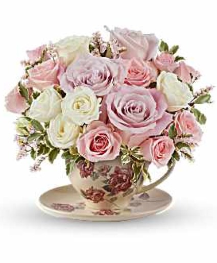Teleflora's Victorian Tea Cup Arrangement Fresh Arrangement with a Teleflora Keepsake