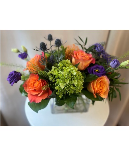 Tender Tangerine Cube Vase Arrangement 