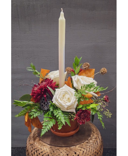 Terra Cotta with One Candles Arrangement  