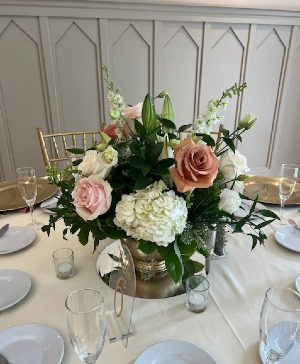 Terracotta Roses & Hydrangea  Centerpiece