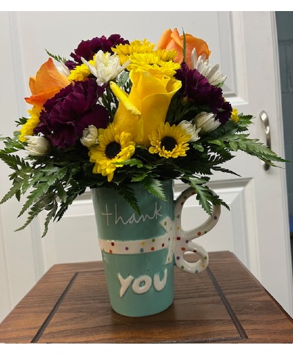 Thank You Mug Ceramic mug with fresh arrangement