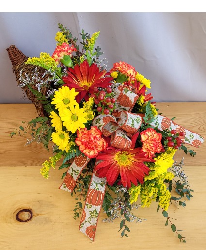 Thanksgiving Cornucopia Centerpiece Arrangement