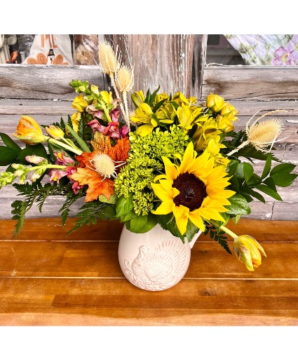 Thanksgiving Pitcher full of Posies Fresh Flower Arrangement
