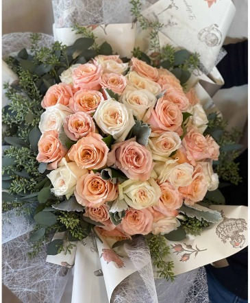 The Big Momma! 3 Dozen Long Stem Roses Hand-Tie  in Woodbridge, ON | PRIMAVERA FLOWERS & MORE LTD.