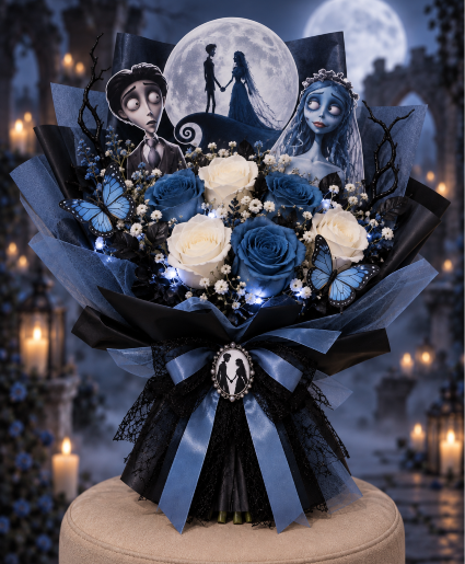 The Corpse Bride Moonlit Vows Bouquet Call Us for Faster Service & Daily Specials: (915) 303-8500 Text Us to Order Anytime: (915) 505-3708 Your trusted source for Flowers & Delivery in El Paso TX 