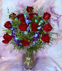 The Extraordinary Large Combo Roses with dendros in a large vase