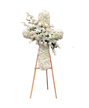 The Graceful Standing Cross Funeral Arrangement