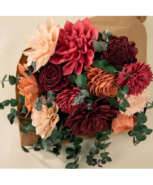 The Labyrinth Dahlia Solawood Wrapped Bouquet  Solawood Wrapped