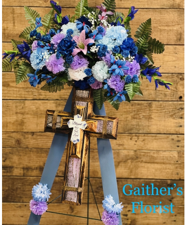 The Love Symbol Silk with Wooden Cross  in Talladega, AL | GAITHER'S FLORIST