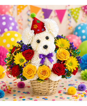 The Pawty Pup Basket Call Us for Faster Service & Daily Specials: (915) 303-8500 Text Us to Order Anytime: (915) 505-3708 Your trusted source for Flowers & Delivery in El Paso TX