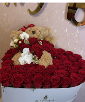 The "Ruby Devotion" Heart Box Rose Arrangement
