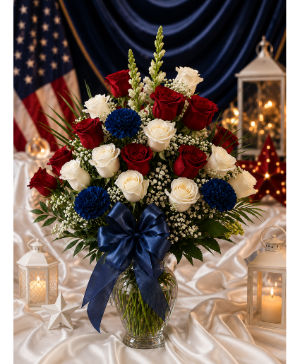 The Velvet Liberty Arrangement Call Us for Faster Service & Daily Specials: (915) 303-8500 Text Us to Order Anytime: (915) 505-3708 Your trusted source for Flowers & Delivery in El Paso TX